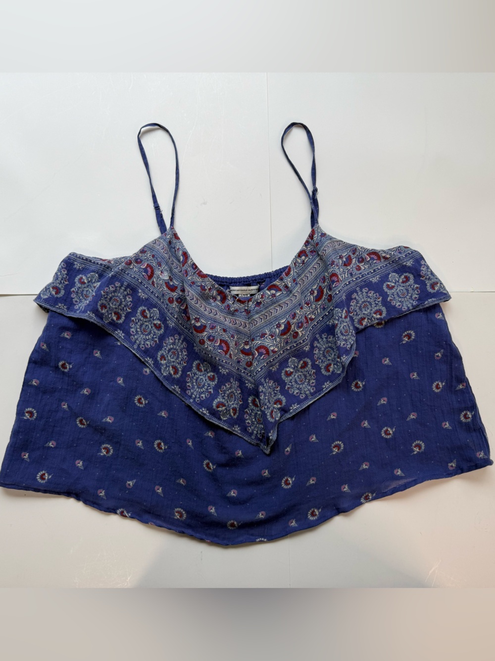 American Eagle Small Calico Floral Spaghetti Strap Tank Top Made To Short Tank L
